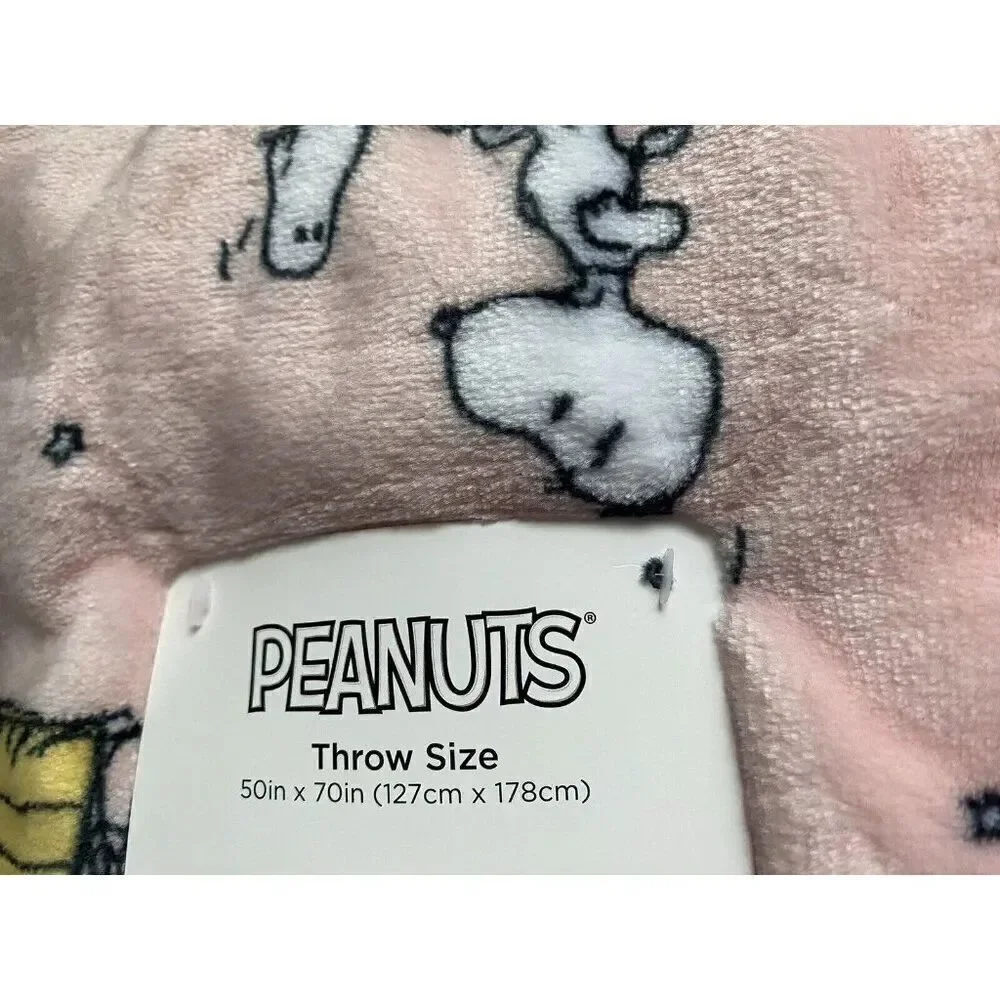 Peanuts Soft‎ Blanket Throw Snoopy Woodstock Pumpkin Halloween Pink 50X70” NEW